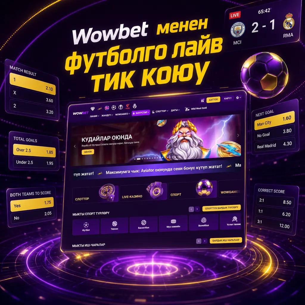 Wowbet платформасында футболго лайв тик коюу, тез жаңыртылган коэффициенттер жана кэш-аут функциясы менен