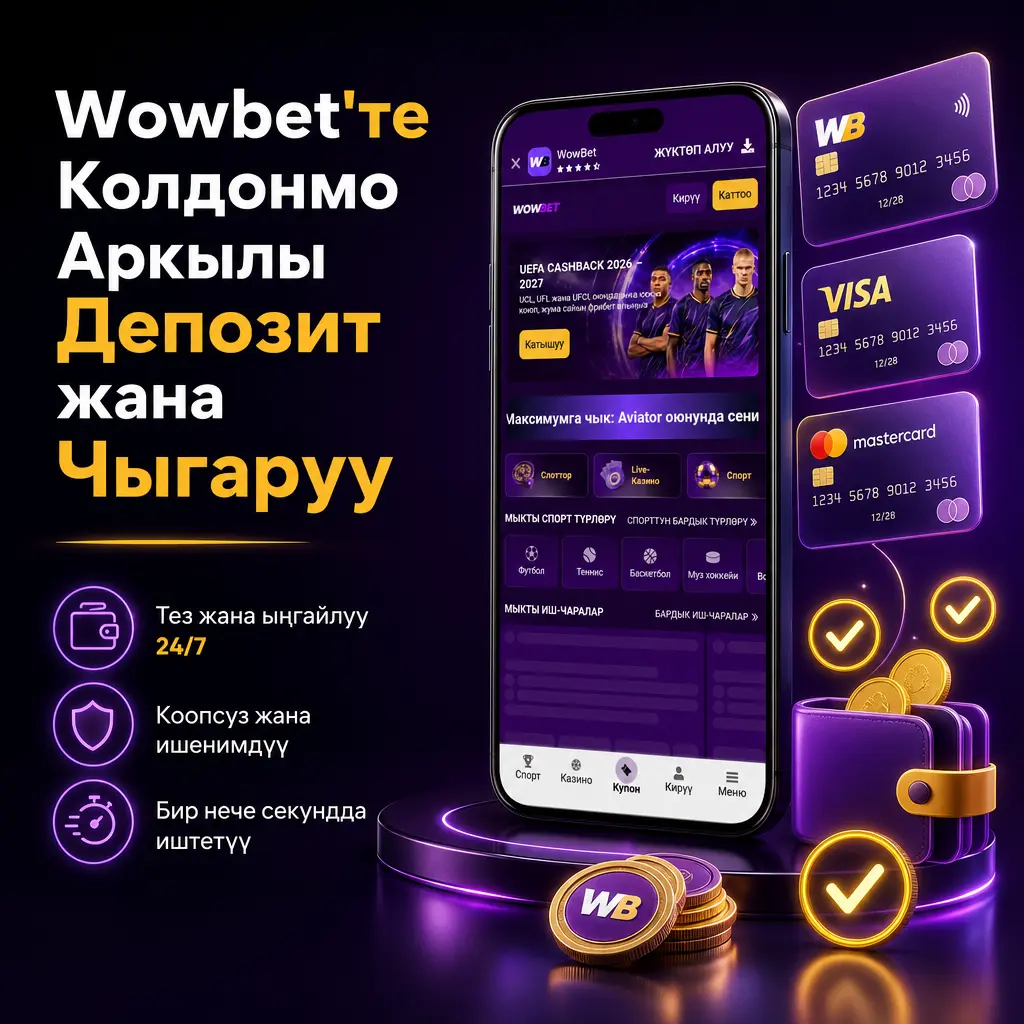 Wowbet колдонмосунда депозит жана чыгаруу транзакцияларын коопсуз жүргүзүү кадамдары көрсөтүлгөн скриншот