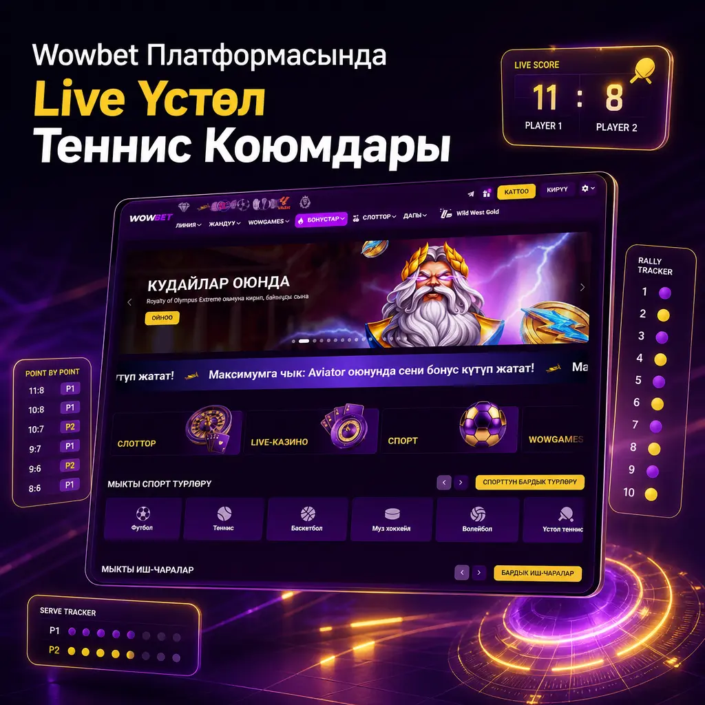 Wowbet платформасында live үстөл теннис коюмдары: тез жаңырган коэффициенттер жана партия боюнча өзүнчө коюмдар